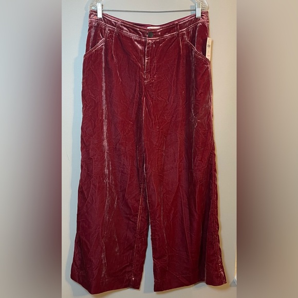 Anthropologie Velvet Wide-Leg Pants